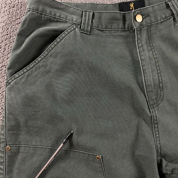 Browning Double Knee Front Pants Men's 38 x 32 Green Briar Field Hunting Canvas - Picture 6 of 14